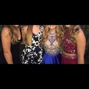 Royal blue 2 piece formal dress.